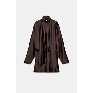 ZARA SATIN EFFECT SCARF DRESS